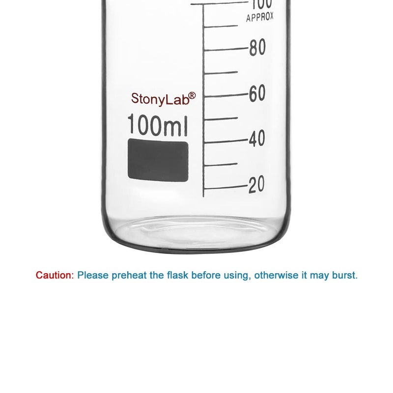 stonylab كوب زجاجي 1 عبوة زجاج بوروسيليكات متدرج شكل منخفض كوب غريفين مع فوهة صب، 100 مل - Image 4